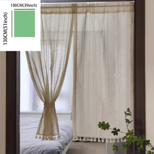 TEMU 2개 세트 빈티지 일본 스타일 린넨 느낌 폴리에스터 파티션 커튼 - 주방, 욕실용 반투명 로드 포켓 디자인 보호 커튼 - 손세탁 전용|커튼봉