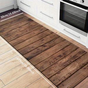 TEMU 1pc 비누스리 폴리에스터 섬유 주방 매트, 나무 질감 디자인 - 흡수성, 계절에 따라 사용할 수 있는 주방, 욕실, 복도, 가정 장식, 욕실 바닥 매트 | 나무 질감 매트 | 비누스리 폴리에스터 매트, 주방 바닥 매트