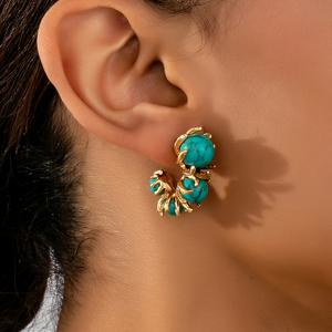 TEMU 빈티지 우아한 터키석 비즈 꽃 후프 귀걸이 한 쌍, 여성용 휴가 생일 데이트 파티 여행 쇼핑 데일리 커뮤트 액세서리 (사진의 귀걸이는 소품, 실제 귀걸이는 랜덤)