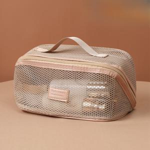 TEMU 1개, 통기성 메쉬 다층 화장품 보관 가방, 휴대용 대용량 화장품 파우치, 초경량 여행용 토일레트백, 여성용 멀티펑셔널 스토리지 백, 저렴한 화장품 가방