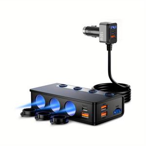 TEMU 9in 1 자동차 플러그 라이터 분배기, 2 PD/QC3.0이 있는 180W 자동차 플러그, 24V 12V 독립 스위치 DC 자동차 플러그 아웃렛 자동차 충전기 for iphone 16 15 14 및 모든 로드 트립 자동차 장치