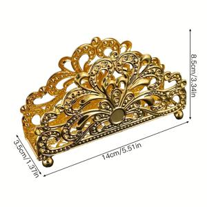 TEMU 1 골든 주철 냅킨 홀더 | 가정, 레스토랑 조리대, 사각 테이블 티슈 보관용 수직 티슈 랙 - 꽃무늬