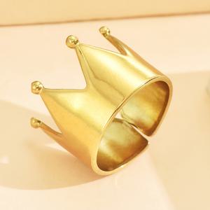 TEMU 친구를 위한 스타일리시한 다용도 왕관 디자인 와이드 스테인리스 조절 가능 반지 선물