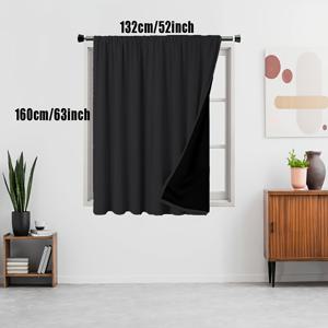 TEMU 1pc 100% 풀 커튼, 코팅, 로드 포켓 하이킹 방법, 얇은, 태양 보호, 열绝緣, 방지, 침실, 거실, 식당, 파티션, 옷장, 등에 적합한 장식