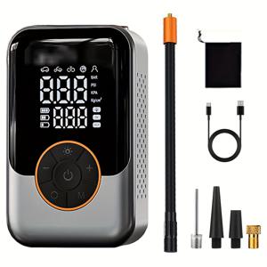 TEMU 150 PSI 휴대용 에어 컴프레서 무선 타이어 공기 주입기 (LED 디스플레이 및 타이어 압력 게이지 포함) - USB-C 충전식, 컴팩트 디자인, 자동차, , 자전거용 타이어 공기 주입, 세련된 휴대용 장치, 내구성 있는 구조