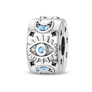 TEMU 1pc 실버 플레이트 악의적인 눈 안전 클래식 DIY 팔찌 목걸이 키체인 - 구리 재질, 여성에게 이상적인 선물, 일상적인 사용 및 특별한 기회에 적합