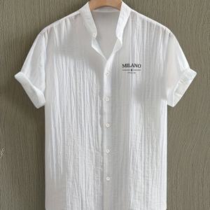 TEMU 남성용 연한 파란색 여름용 반팔 캐주얼 셔츠 