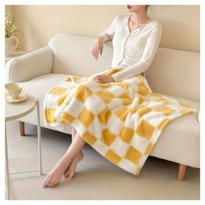 TEMU 부드러운 플란넬 담요 - 가볍고 시원한 여름용 체크 무늬 담요, 사무실, 캠핑용, 전통 스타일 핑크 & 화이트 그리드 패턴, 다용도 침구 & 휴일 선물, 침대용 담요, 아늑한 인테리어, 피부 친화적 소재
