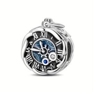 TEMU 1개 실버 도금 빈티지 포켓워치 비즈, 여성용 선물용 DIY 팔찌 목걸이 키체인 매력 만들기 - 일상, 생일 파티, 휴가 선물에 적합