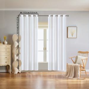 TEMU 2개 세트 화이트 필터링 커튼 - 메탈 링 포함, 반투명 프라이버시 패널, 거실/침실/사무실용 창문 커튼 - 쉬운 설치 모던 홈 데코, 스타일, 시스루 원단, 홈 장식