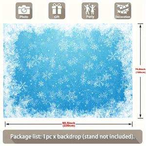 TEMU 1pc 글리터 눈꽃 사진 배경 - 겨울 원더랜드 블루 배경, 반짝이는 별로, 90.5x70.8인치, 생일, 졸업, 프롬, 웨딩, 휴일 사진 보스, 겨울 원더랜드 장식에 완벽합니다.