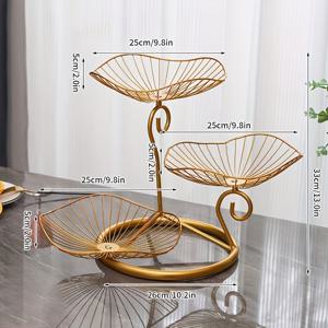 TEMU 3단 주철 과일 바구니 스탠드 - 빈티지 스롤 디자인의 녹 방지 오벌 서빙 트레이, 커피 테이블·주방 카운터·식탁 장식용 멀티페이스 디스플레이 센터피스, 고급 금속 제작, 홈 데코 애호가를 위한 우아한 주방 장식