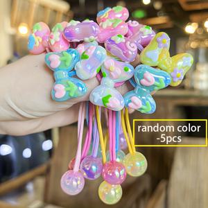 TEMU 5pcs 귀여운 한국 스타일의 리본 헤어 액세서리 - 생동감 있는 나비 및 만화 디자인, 청소년용 스트레치 헤드밴드, 모든 계절 사용, 일상적인 캐주얼 착용, 캐주얼 헤어웨어 | 생동감 있는 헤어 액세서리 | 스트레치 헤드밴드, 헤어 액세서리