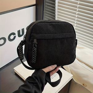 TEMU 후오후오 코듀로이 크로스백 - 조절 가능한 스트랩 & 지퍼 클로저, 여행, 출퇴근, 일상에 적합한 코듀로이 폰 키홀더 - 캐주얼 코듀로이 핸드백