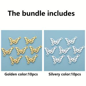 TEMU 장식용 비즈, 비즈 모음, 비즈 팔찌, 이중 홀 절연체, 불규칙한 스페이서, 느슨한 비즈용 속이 빈 나비 모양 포지셔닝 비즈가 있는 이중 멜빵 나비 커넥터 20개, 헤어핀, 팔찌, 목걸이, 귀걸이, 비즈 팔찌, 펜던트 장식품, DIY 주얼리 제작 부품에 적합