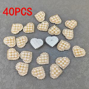TEMU 40개 아크릴 진주 패치, 하트 모양의 꽃 클러스터 자수 앱플리케이스, DIY 의류 액세서리, 모자, 가방, 웨딩 보케, 리본 헤드드레스에 완벽합니다.
