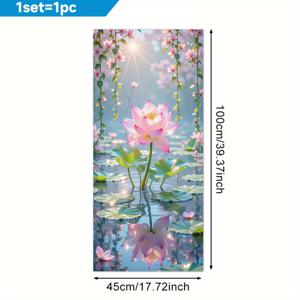 TEMU 45X100Cm PVC 정전기 접착식 로터스 플라워 반사 디자인 창문 필름 1개. 탈부착 가능, 재사용 가능, 사생활 보호, 간편한 설치, 접착제 불필요. 집 꾸미기에 완벽.