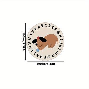 TEMU 두꺼운 10mm 고품질 모조 캐시미어 도트 프린트 베이스 카툰 레터 강아지 패턴 거실 매트 라운드 대형 면적 귀여운 침대 옆 플러쉬 매트 홈 클로커룸 소파 커피 테이블 소프트 매트