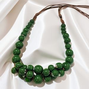 TEMU 빈티지 세라믹 비즈 목걸이, 손수 짠 조절 가능한 길이, 고온 가마로 굽은, 코팅 없음, 일상 착용용 패션 보석, 가족, 생일 또는 데이용 독특한 선물