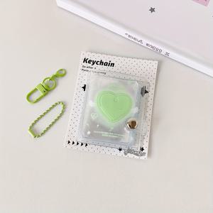 TEMU 하트 모양 투명 창이 있는 2인치 PVC 키체인 포토 앨범 홀더 - 학생, 학교, 여행용 내구성 있는 ID 카드 정리함 - 다양한 색상 옵션 (파랑, 분홍, 노랑, 초록, 보라)
