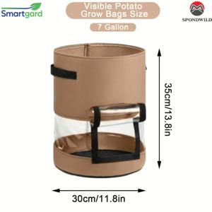 TEMU 스폰드와일드 투명 감자 재배백, 감자 심기 백 야채 양파 홈 가드닝 심기 백 손잡이 포함 두꺼운 가드닝 당근 타로 땅콩 심기 백 감자 화분, 뿌리 성장 확인 가능