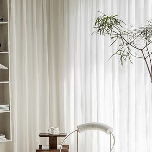 TEMU 단색 패널 반투명 커튼, 심플한 화이트 폴리에스터 프라이버시 커튼, 거실 및 침실용 (2개 세트)