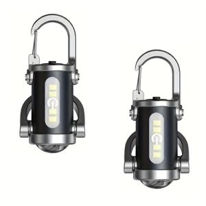 TEMU 2개 고출력 휴대용 키체인 플래시 라이트 - USB 재충전 가능 리튬 이온 배터리, 집, 야외 및 페스티벌 용 컴팩트 디자인, 휴대용 랜턴, 페스티벌 선물 아이템, 슬림한 메탈릭 피니쉬, 내구성 있는 구조