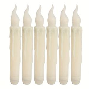TEMU 긴 막대에 달린 흰색 눈물 모양 LED 양초 6개 세트. 할로윈 및 크리스마스 축하 행사에 완벽합니다. 이 불꽃 없는 양초는 티 라이트, 생일, 결혼식 및 실내 장식 조명에 이상적이며, 배터리는 포함되어 있지 않습니다.