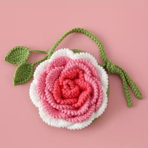 TEMU 1팩 핸드크로셰 카멜리아 플라워 파우치 - 8인치 여성용 스위트 플로럴 클러치백, 이어폰·열쇠·여행 액세서리 & 선물 아이디어 (혼합 컬러), 꽃 가방, 키체인 액세서리, 장식 파우치, 수제 지갑, 귀여운 파우치, 아티산 액세서리, 패션 러버를 위한 다목적 소형 가방