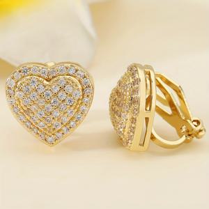 TEMU 1쌍 브라이트플라이 1쌍 하트형 풀 CZ 스터드 클립온 귀걸이 여성용 - 반짝이는 큐빅 합성 지르코니아 비피어싱 귀걸이, 저자극성 웨딩/발렌타인데이/축제용 주얼리, 우아하고 귀여운 사계절 클립 귀걸이, 완벽한 선물