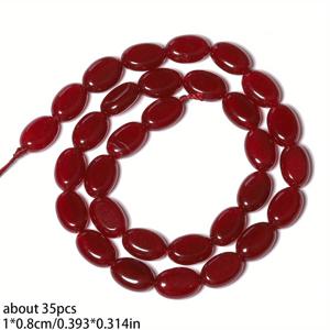 TEMU 10x8mm 빨간 타원형 칼세도니 비즈 섞임 - DIY 보석 만들기, 팔찌, 목걸이 및 우아한 매듭에 이상적 - 자연석 외관이 있는 다용도 비즈 액세서리, 보석 만들기 용품