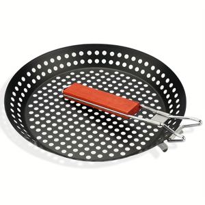 TEMU 1pc 강력한 철 BBQ 그릴 바구니, 접이식 핸들 - 균일한 열 분배를 위한 원형 석탄 그릴 트레이, 야외 캠핑, 뒷마당, 피크닉 및 테일게이트, 야외 그릴, 피크닉 요리, 통기성 있는 그릴, 내구성 있는 구조를 위한 통기성 있는 그릴