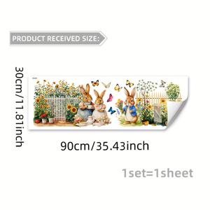 TEMU 1팩 토끼 정원 벽 스티커 - 자체 접착 현대적인 꽃무늬 울타리, 나비 & , 생동감 넘치는 PVC 홈 데코, 침실, 거실, 복도용, 내구성 있는 비닐, DIY 애호가를 위한 방 장식