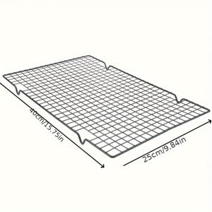 TEMU 케이크 및 빵용 대형 직사각형 논스틱 베이킹 트레이 - 내구성 있는 철제 쿨링 랙, 열에 강한 표면, 그릴링 및 야외 요리용 완벽, 베이킹 액세서리, 슬림 메탈릭 마감, 열 저항 재료