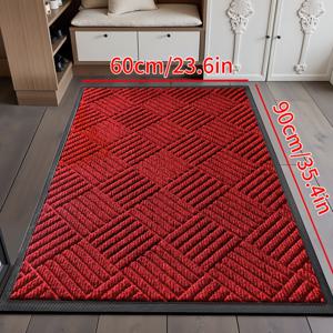 TEMU 동양 브랜드 단색 웰컴 매트 1개 세트, 두꺼운 무게감 있는 실외용 도어매트, 흡수력 좋은 미끄럼 방지 입구 매트, 내구성 강한 바닥 매트, 실내 현관·복도·야외 사용 가능