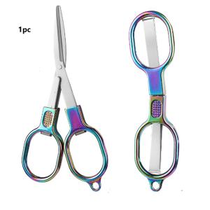 TEMU 1개 무지개 그라데이션 스테인리스 접이식 가위 - 휴대용 여행용 가위, 날카로운 연마 블레이드, 아연 합금 손잡이, 컴팩트 디자인, 야외 활동, 낚시, 캠핑, 헤어 커팅 및 일상 사용, 접이식 가위, 야외 장비, 생동감 넘치는 그라데이션, 내구성 강한 구조, 날카로운 칼날, 캠핑 용품, 세련된 스타일, 튼튼한 제작, 다목적 도구, DIY 애호가용