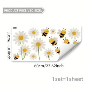 TEMU 다이즈리와 벌이 있는 스태틱 클링 장식 스티커, 크기 30*60cm, 거실과 침실의 창문을 꾸미기에 완벽, 모델 D18643.