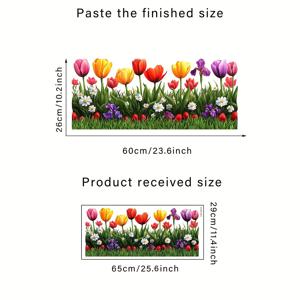 TEMU 튜립 그린 식물 꽃무늬 클러스터 장식 스티커 1개, 창의적인 자가 접착식 제거 가능한 양면 볼륨 PVC 벽 스티커, 거실, 침실, 식당, 서재, 욕실, 문, 창문 및 유리면을 위한 장식.