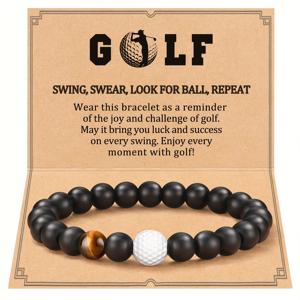 TEMU 골프 팔찌 타이거 아이 매트 온석 보호 행운 팔찌 골프 팬 선물 가족 친구 생일 동료 휴일 선물 패션 스포츠 팔찌