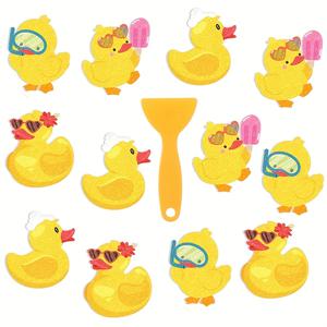TEMU 12개 오리 미끄럼방지 욕조 스티커 샤워실 안전용 접착식 데칼, 욕실 바닥 및 계단용 스크래퍼 포함