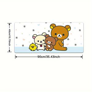 TEMU 릴라쿠마스 코구마짱 클로버 걸즈 귀여운 1개 게이밍 마우스 패드 - 미끄럼 방지 고무 베이스, 세탁 가능 데스크 매트, 사무실/학교/홈데코용, 재미있는 디자인, 데스크탑