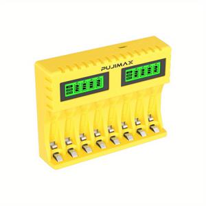 TEMU PUJIMAX 8슬롯 스마트 LCD 배터리 충전기, 빠른 1-8 AA/AAA NiMH/Ni-Cd 충전식 배터리 충전, LCD 디스플레이 & 스마트 IC 제어 (과충전 방지) - 카메라, 손전등, 전동 공구용 대량 충전기