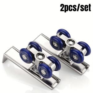 TEMU 2개 4바퀴 포켓 도어 하드웨어 슬라이드, 푸시-클로즈 도어 롤러, 조용하고 부드러운 숨겨진 목재 도어 풀리용 트랙 마운트드 휠, 주방, 가정, 방, 옷장에 적합