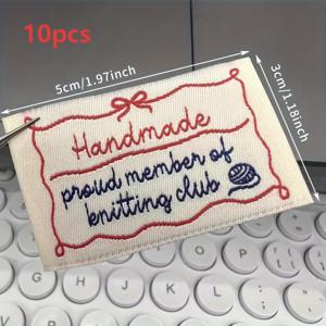 TEMU 10개 세트 수제 패브릭 천 라벨, 손바느질 가장자리 & 빈티지 플로럴 패턴 - 파스텔 컬러 (, 그린, 퍼플, 화이트) - 수제 및 니팅 디자인, 핸드메이드 공예, 패브릭 마커, 선물 포장용 - 크로셰, 퀼팅, 재봉 프로젝트용 내구성 있는 패브릭 태그 - 핸드메이드 제품, 니팅 선물, 패브릭 라벨에 이상적 - 생동감 있는 색상과 우아한 디자인