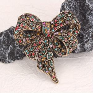 TEMU 빈티지 드레스, 브로케이드 재킷 & 클러치 백에 완벽한 글래머러스 라인스톤 장식 리본 브로치 – 레트로 테마 갈라 및 새해 전야 파티용