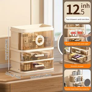 TEMU 대용량 메이크업 정리함 - 우아한 화이트 코스메틱 & 주얼리 보관 상자, 넉넉한 수납공간, 욕실/책상/드레싱 테이블용 튼튼한 플라스틱 구조, 여성에게 완벽한 선물 (크리스마스, 발렌타인데이, 생일) - 공간 절약형 카운터탑 오거나이저, 광택 마감, 내구성 있는 플라스틱|화장대|화장품정리함