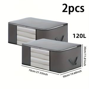 TEMU 2개 세트 여행용 수납함, 120L/90L/75L – 내구성 있는 재질과 지퍼 & 손잡이 포함, 옷·담요·침구·장난감 등 보관에 이상적인 공간 절약형 정리함