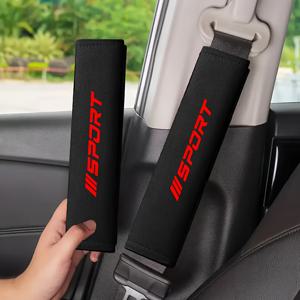 TEMU 2pcs 레드 M 스포츠 로고 자동차 시트 벨트 커버 - for BMW 1, 3, 5, 7, X 시리즈용 초소프트 보호 어깨 패드 - 내구성 있는 블랙과 레드 액센트, 모든 시트 벨트에 적합, 차량 내부 업그레이드, 세련된 디자인, 부드러운 텍스처