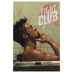 TEMU 2D 플랫, 1pc 프레임리스 파이트 클럽 영화 포스터 캔버스 벽 예술 - 12x18 인치 캔버스 프린트, 생생한 색상 및 강력한 타이포그래피, 텍스처드 마무리 현대 홈 장식 침실, 거실, 사무실 - 브래드 피트 팬 및 영화 애호가를 위한 완벽한 선물, 영화 벽 예술, 산업 디자인, 생생한 색상 예술 작품, 내구성 있는 재질, 2D 플랫