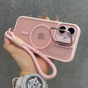 TEMU 아이폰 16, 15, 14 플러스, 13, 12 미니 및 11 프로 맥스용 호환되는 매트 메탈 렌즈 홀더와 레니어드 폰 케이스, 자기식 와이어리스 충전 커버를 특징으로 합니다.|아이폰케이스